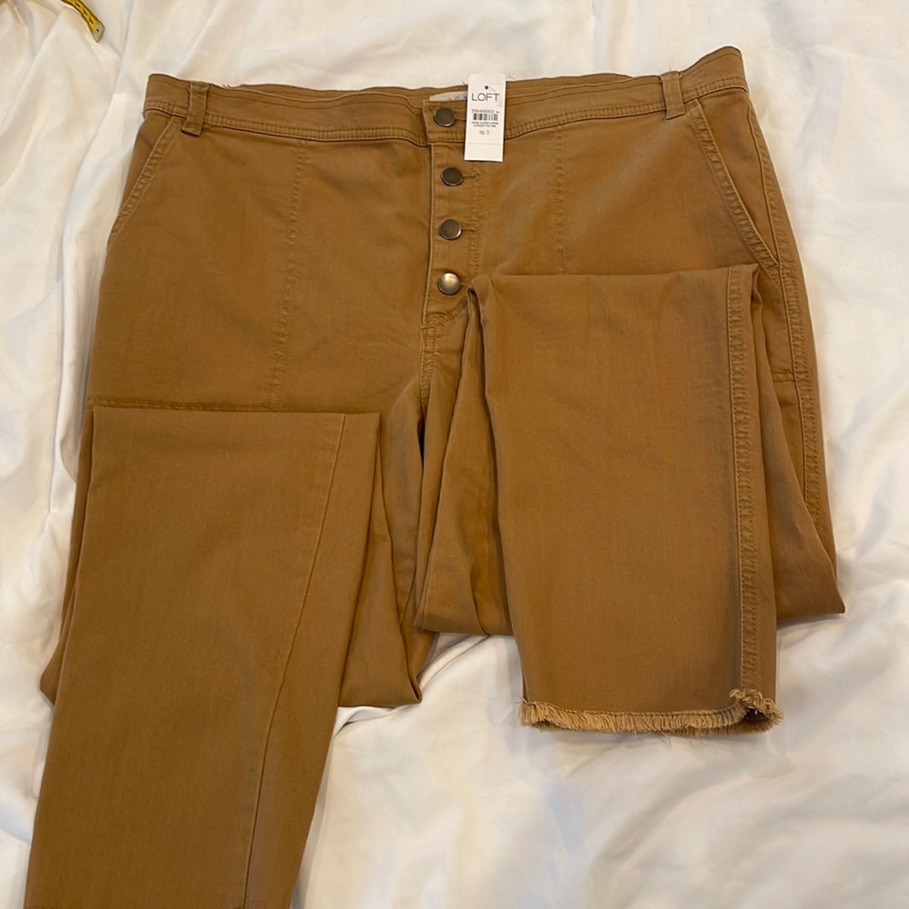 Womens Loft Tall Button-Up Pants